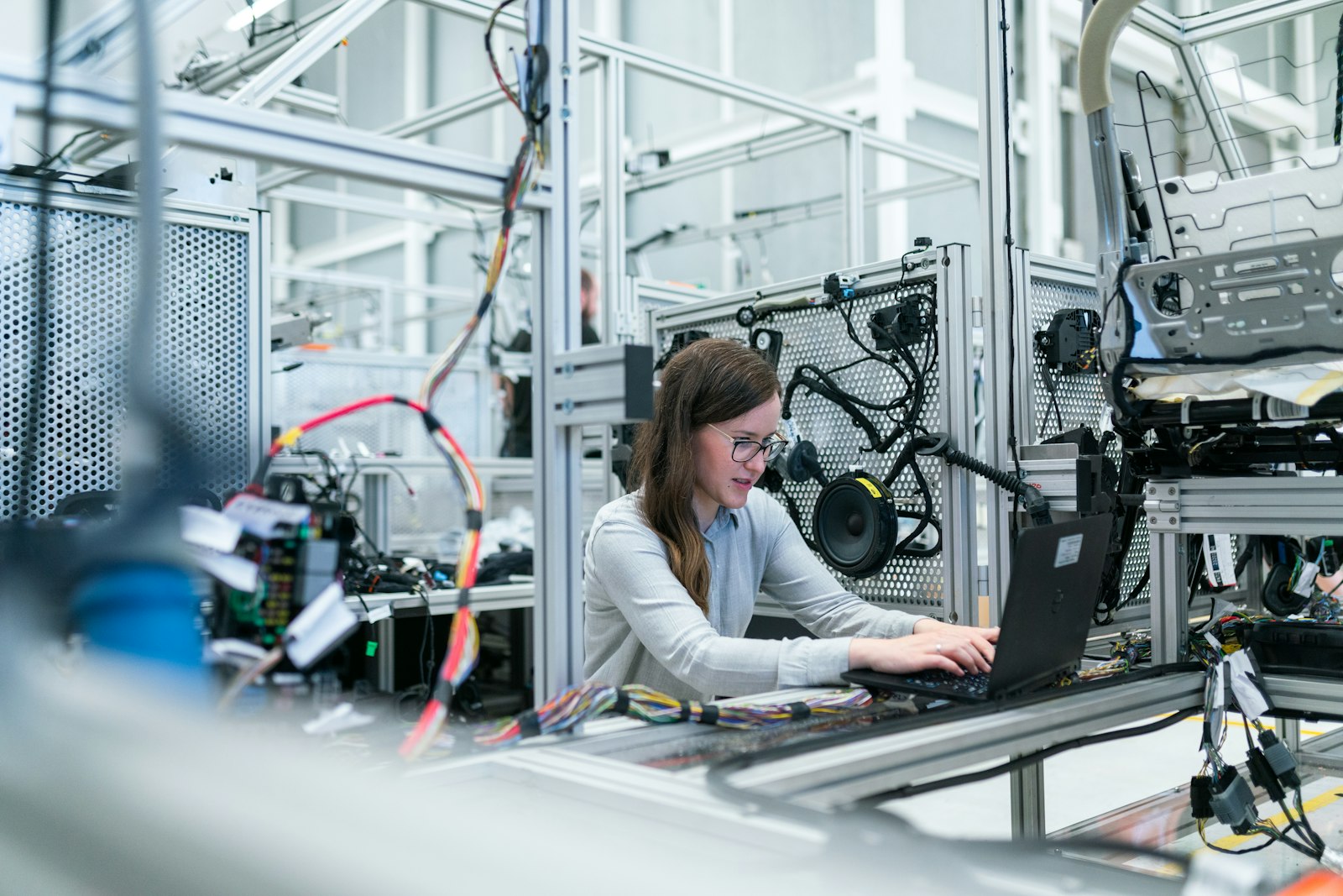 Technical professional reviewing operations in an industrial facility